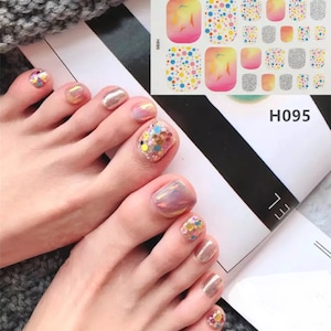 22pcs Gold Glitter Confetti Toe Nail Wraps ~  Toenail Self-Adhesive Express Manicure Nail Stickers   (H095)