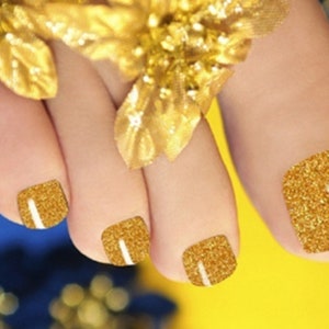 22pcs Gold GLITTER Toe Nail Wraps ~  Toenail Self-Adhesive Express Manicure Nail Stickers ! (Gold)