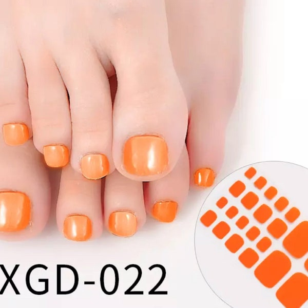 22pcs Orange Toe Nail Wraps ~  Toenail Self-Adhesive Express Manicure Nail Stickers & FREE Shipping! (XGD022)