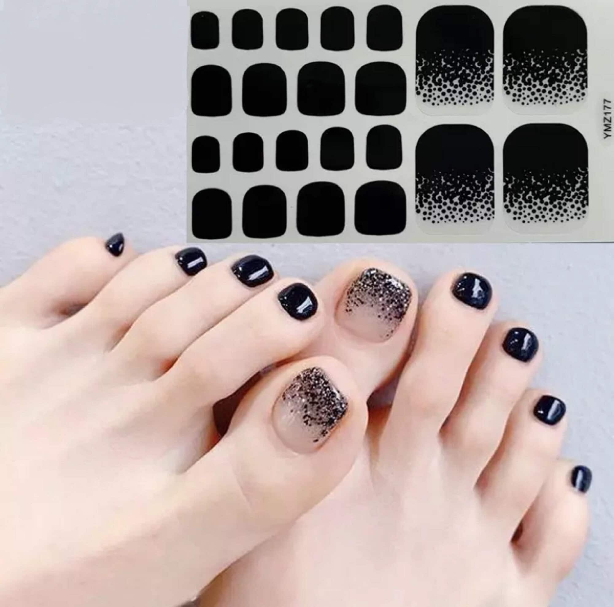 22pcs Faded BLACK Toe Nail Wraps Toenail Self-adhesive - Etsy