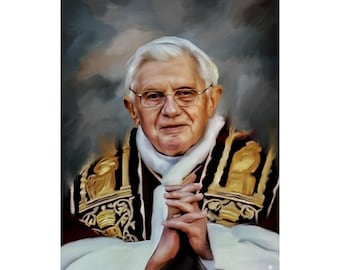 Pope Benedict XVI, print, Holy Pontiff, Latin Mass, Roman Catholic Poster