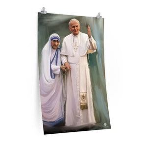 POPE JOHN PAUL II HOLDING HANDS WITH MOTHER TERESA IN 1986-8X10 PHOTO RT943 