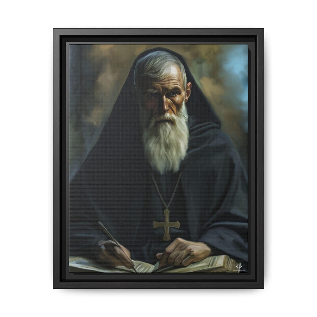 St Benedict of Nursia, Framed Canvas Wall Art, Vertical Frame, Gallery ...