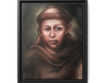 Historisch nauwkeurige Sint-Franciscus van Assisi, ingelijste canvas kunst aan de muur, verticaal frame, galerie canvas wraps, Katholieke woondecoratie