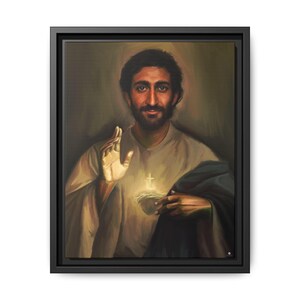 Jesus Print, Christian Decor, Sacred Heart Wall Art, Religious Gift, Framed Canvas, Religious Art,