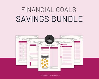 Ultimate Financial Goals Printable Bundle: Maximize Savings, Achieve Success! Plan, Track, Save, Invest & Thrive! Multiple Sizes Inluded!