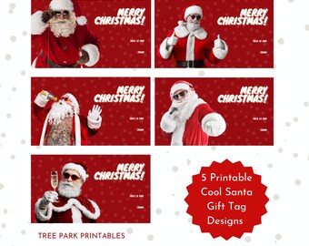 Etiquetas de regalo imprimibles de descarga digital: Decoraciones navideñas geniales de Papá Noel - Impresión instantánea, etiquetas navideñas de alta calidad