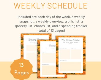 Planificador semanal imprimible / Organizador de horarios semanales / Hojas diarias, semanales y mensuales / Herramienta de productividad / Seguimiento financiero y del hogar