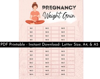 Rastreador de peso del embarazo imprimible / Monitoree su progreso / Embarazo saludable / Descarga instantánea /