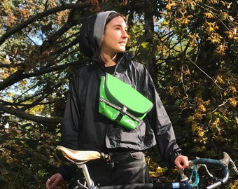 cycling bum bag / green / bike fanny pack / waist pack /  Bike Bag / upcycling from BAGIRLS