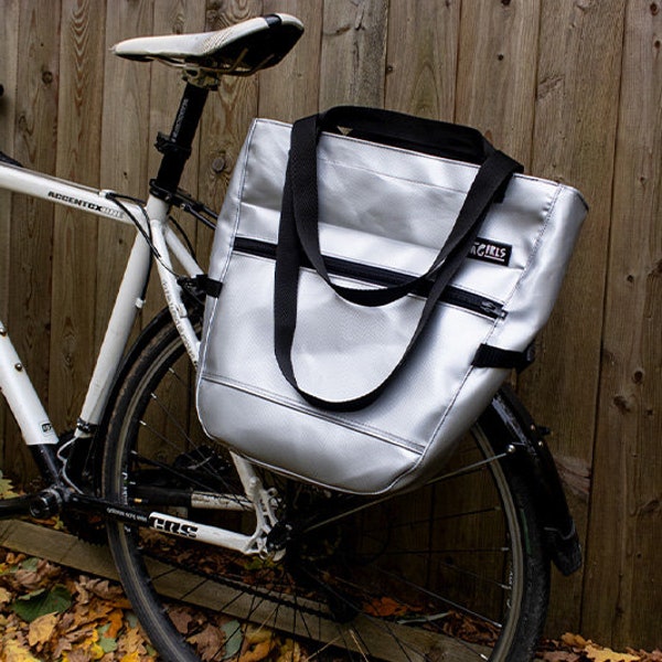 PANNIER BAG / silver / cycling bag / Bike Bag / upcycling bags from BAGIRLS
