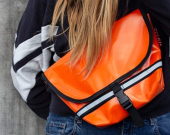 cycling bum bag / orange / bike fanny pack / waist pack /  Bike Bag / upcycling from BAGIRLS