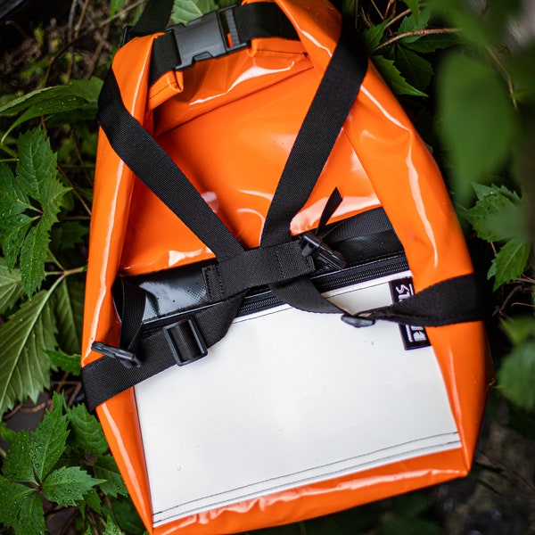 pannier backpack rolltop / orange / tarpulin backpack / cycling backpack from BAGIRLS
