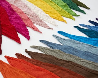 BANDANA PUR COTON - 25 couleurs |Foulard | Bandeau | Châle | Écharpe| Doux froissé Naturel | 100 % coton biologique