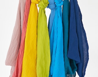 100% Baumwolle Bandanas - 25 Farben |Halstuch | Stirnband | Schal | Schal| Weiches Crinkle-natürliches leichtes reines organisches Textil