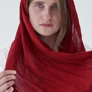 BURGUND BAUMWOLLSCHAL - handgemachtes Geschenk, Kopftuch, Stirnband, Leinenschal, Geschenk für sie, Geschenke für Frauen, Kleidung aus 100% Bio-Baumwolle