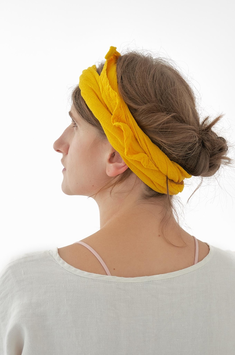 REINES BAUMWOLL BANDANA - 25 Farben |Halstuch | Stirnband | Schal | Schal| Soft Crinkle Natur | 100% Bio-Baumwolle Bild 5