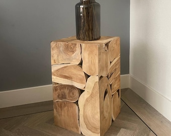 Wooden side table, bedside table, home decor cube 30x30x50 cm