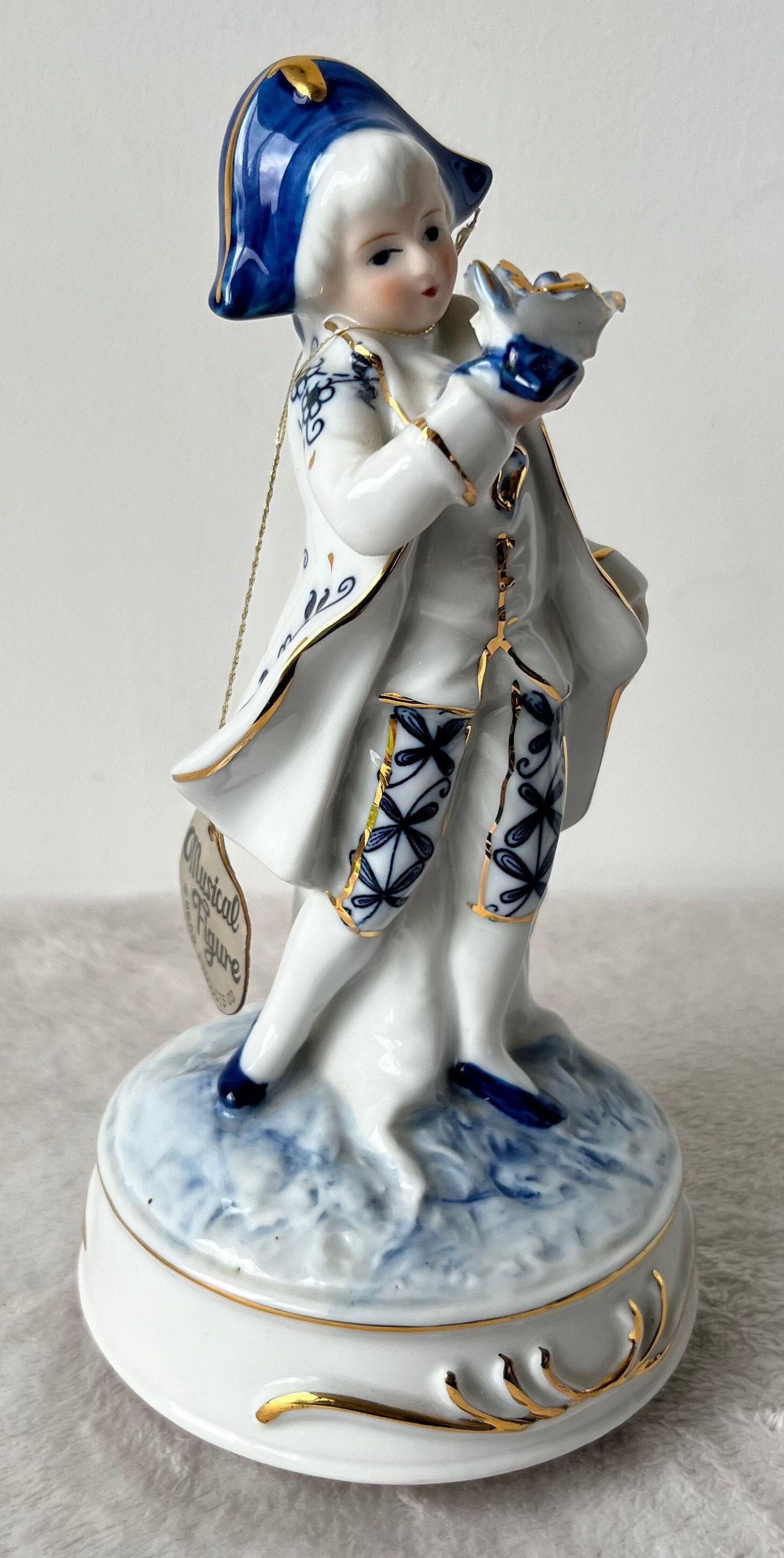 Musical blue Danube Rotating Figurine, Vintage Etsy