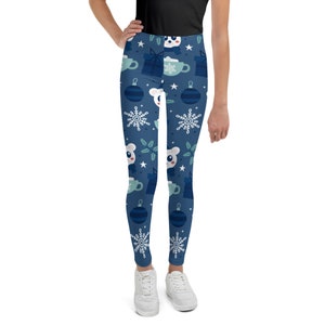Girl&#39;s Youth Christmas Leggings SZ 8-20. Christmas Kid&#39;s Leggings Youth Christmas Leggings Christmas Snowman Pants Teen Snowflake Leggings