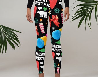 Christmas Leggings Xmas Leggings Holiday Leggings Christmas Pants Christmas Yoga Pants Gym Pants CaprisHoliday