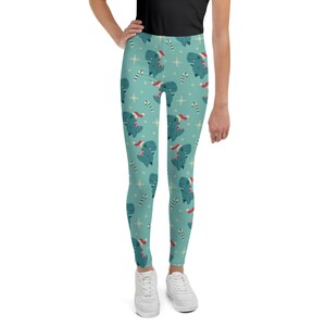 Girl&#39;s Youth Christmas Dinosaur Leggings SZ 8-20. Christmas Kid&#39;s Leggings Youth Christmas Leggings Christmas Snowman Pants Teen Leggings