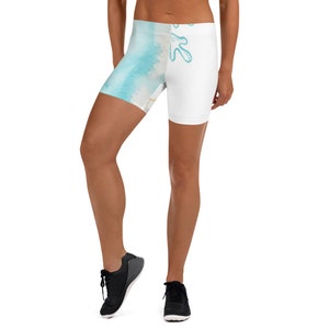 Beach Shorts Leggings Sea Shell Design Leggings Sea Ankle Length Leggings, Yoga Pants, Beachy Tights, Sea Shell Leggings, Spandex