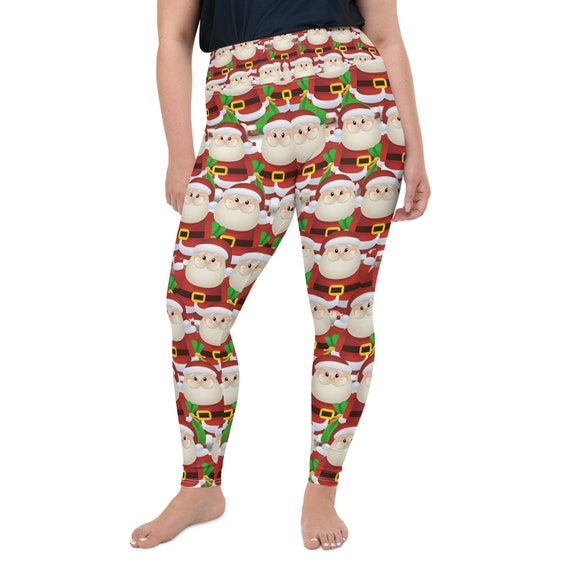 Santa Claus Plus Size Leggings Christmas Leggings Xmas Leggings Holiday  Leggings Merry Christmas Pants Christmas Yoga Pants Gym Pants Capris 