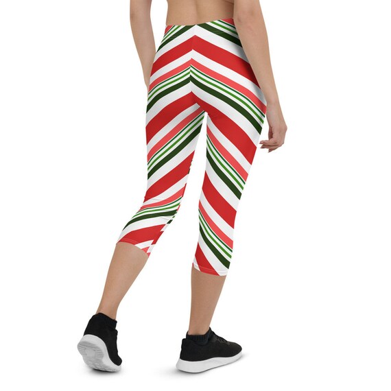 Candy Cane Capri Leggings Christmas 