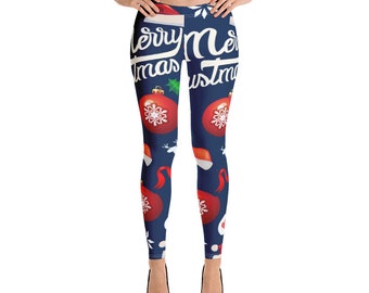 Christmas Leggings Xmas Leggings Holiday Leggings Christmas Pants Christmas Yoga Pants Gym Pants CaprisHoliday