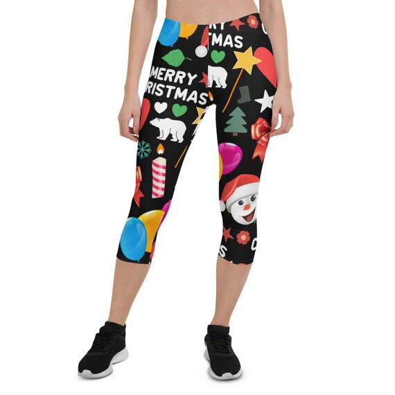 Christmas Capri Leggings Merry Xmas Leggings Holiday Leggings Christmas Pants Christmas Yoga Pants Gym Pants Caprisholiday Etsy