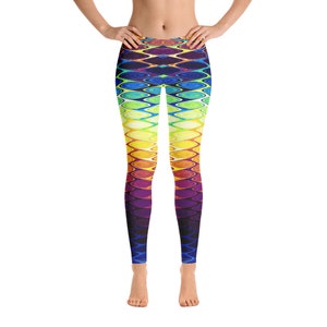 Psychedelic Leggings, Colorful Leggings Pattern leggings Black Leggings Neon Leggings Psy Pattern Tights Rainbow Leggings Athletic Tights