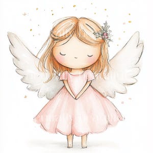 10 x Pink Angel Clipart Bundle - High Quality JPGs - Baby Girl Angels, Baby Shower Gifts, Printable Digital Download Art, Cards, Cardmaking