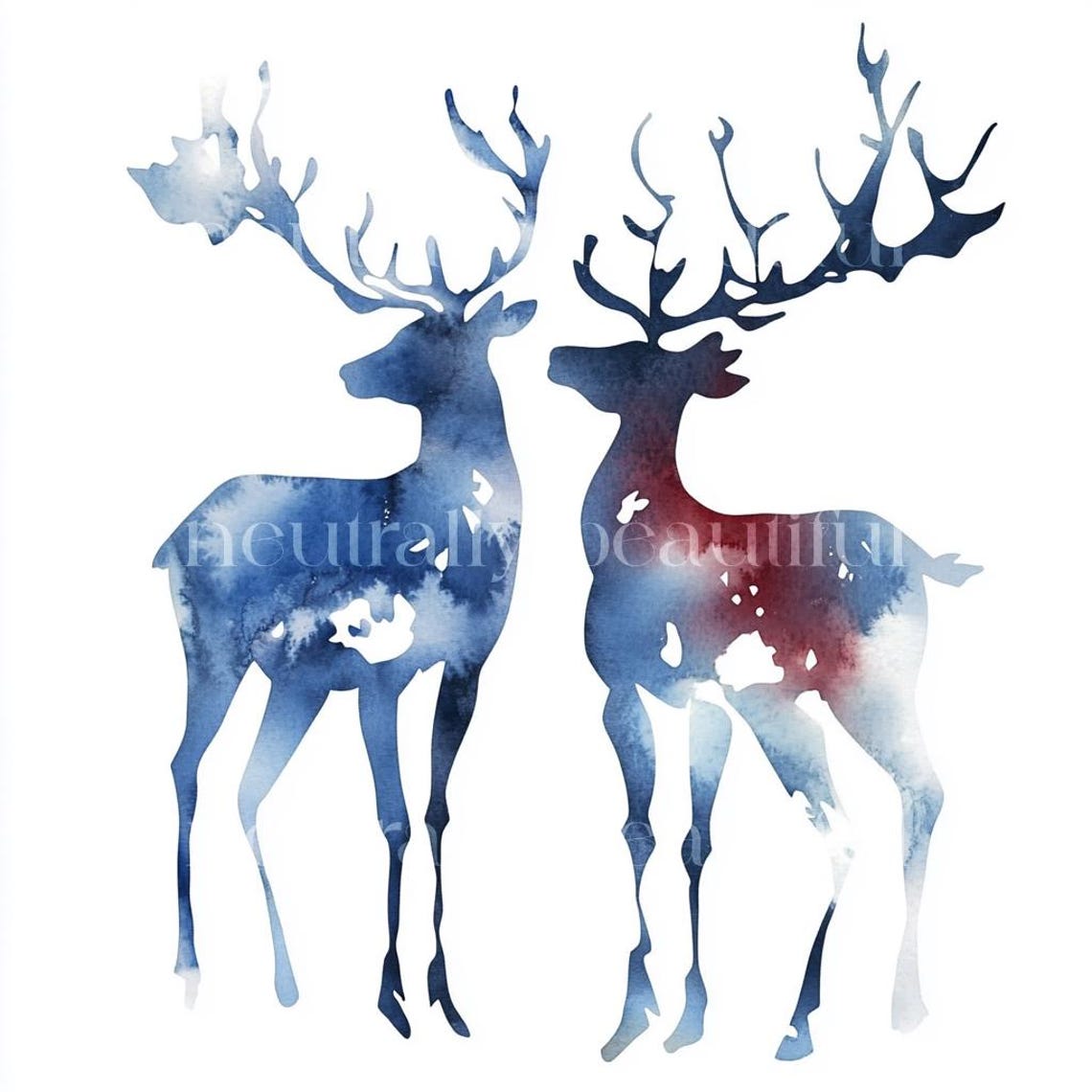 10 X Reindeers Silhouettes Clipart - High Quality Jpgs - Christmas ...