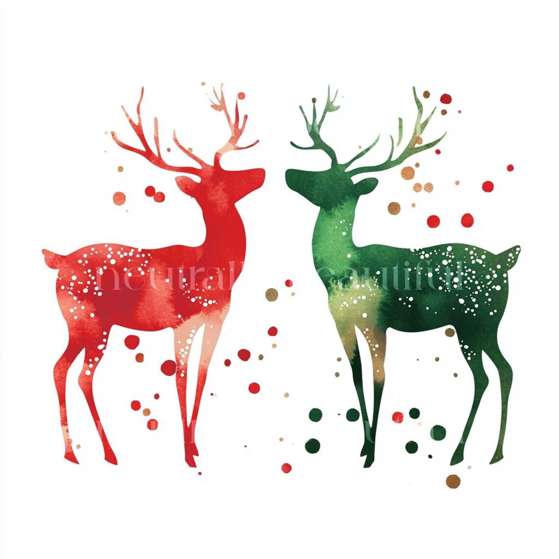 10 X Reindeers Silhouettes Clipart - High Quality Jpgs - Christmas ...