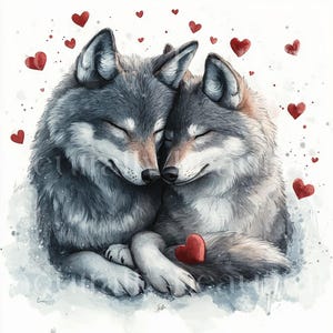 10 X Wolves & Hearts Clipart Bundle - High Quality Jpgs - Romantic ...