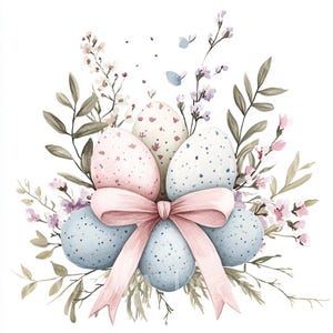 10 x Pacchetto Clipart Uova di Pasqua Floreali, Download Istantaneo JPG di Alta Qualità, Pacchetto Arte Digitale da Scaricare con Acquerello di Pasqua, Junk Journal