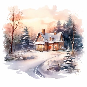 Snowy Winter Woodland Home Scenes 12 High Quality Downloadable Jpgs ...