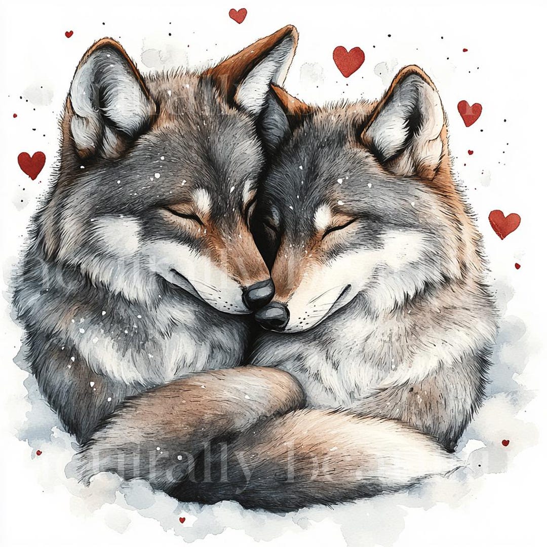 10 X Wolves & Hearts Clipart Bundle - High Quality Jpgs - Romantic ...