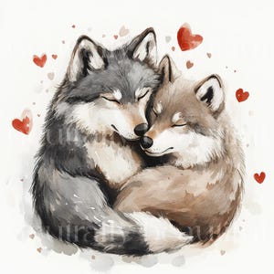 10 X Wolves & Hearts Clipart Bundle - High Quality Jpgs - Romantic ...