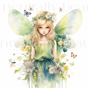 Spring Flower Fairies - 12 High Quality Downloadable JPGs - Clipart Prints, Printable Digital Art, Crafts, Cardmaking, Prints