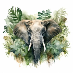 Elephant Watercolour Clipart - 14 High Quality Downloadable JPGs - Printable Digital Art, Crafts, Cardmaking, Prints