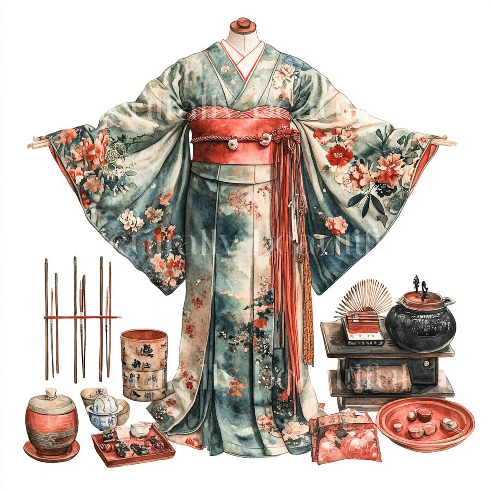 10 X Japanese Geisha Outfits Clipart Bundle - High Quality Jpgs ...