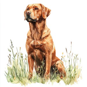 12 x Fox Red Labradors Clipart Bundle - High Quality JPGs - Watercolor Printable Red Lab Dog Prints, Digital Download Art, Greetings Card