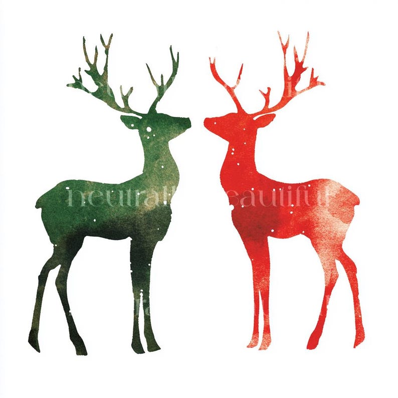 10 X Reindeers Silhouettes Clipart - High Quality Jpgs - Christmas ...