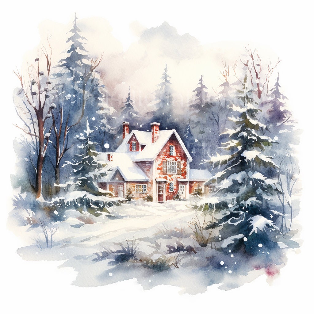 Snowy Winter Woodland Home Scenes 12 High Quality Downloadable Jpgs ...
