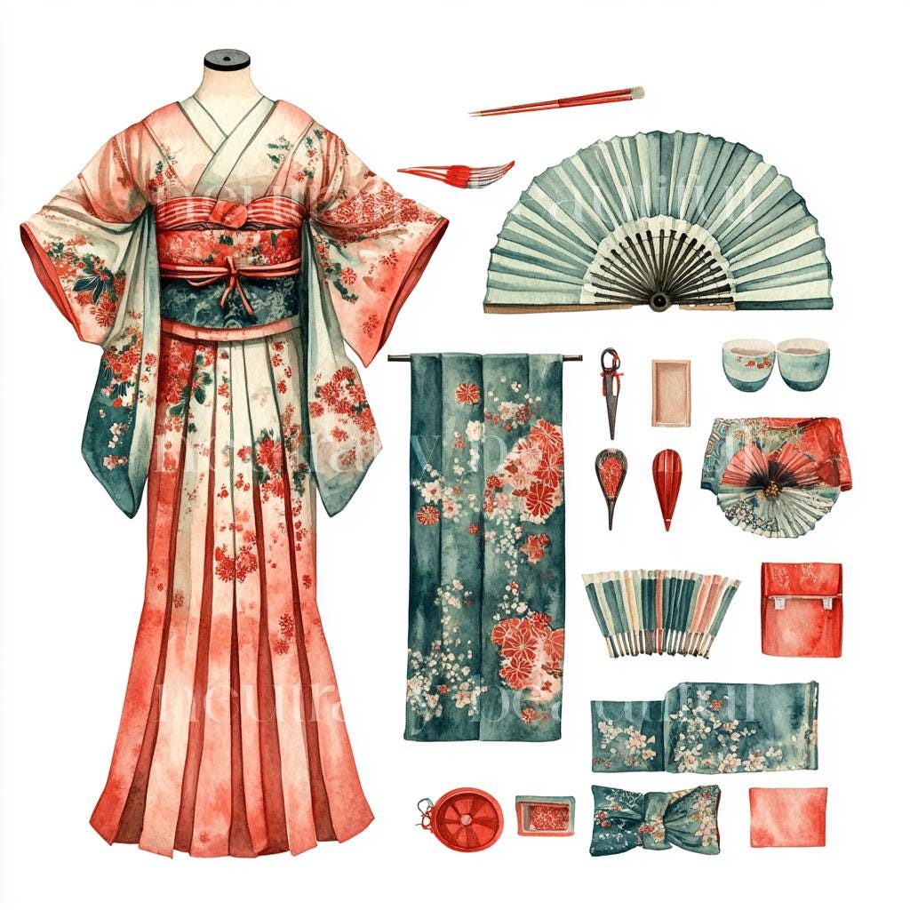 10 X Japanese Geisha Outfits Clipart Bundle - High Quality Jpgs ...