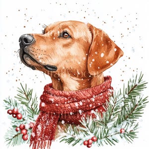 12 x Fox Red Labrador at Christmas Clipart Bundle - High Quality JPGs Red Lab Dog Prints, Holidays Digital Download Art, Christmas Cards