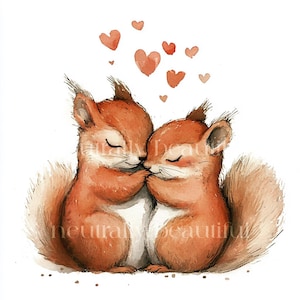 10 x Squirrels & Hearts Clipart Bundle - High Quality JPGs - Romantic Valentine's Woodland Couples Printable Digital Download Art Cardmaking