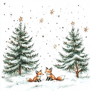10 x Winter Fox Landscape Scenes - High Quality JPGs - Fox Downloads, Christmas Holidays Printable Digital Download Art, Cards & Cardmaking